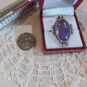 Sterling Silver Ring - Oval Purple Copper Turquoise